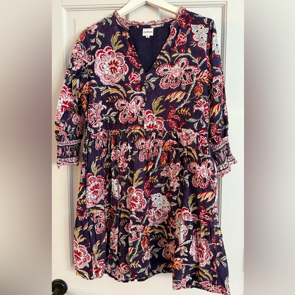 Charleston Shoe Company’s CHARLEE Cotton Mini Dress, fully lined, pockets, sz S